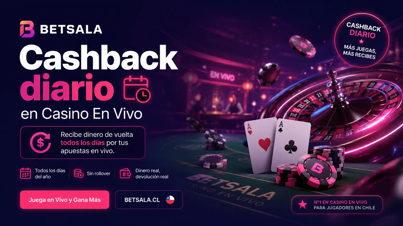 Cashback diario en Casino En Vivo